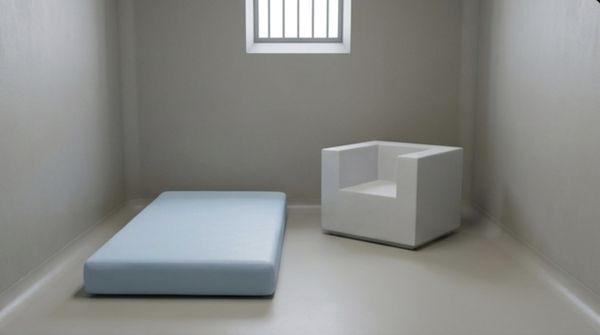 Naadloos gecoate lichtblauwe matras en witte fauteuil in een betonnen ruimte – QMtex®, regio Kortrijk